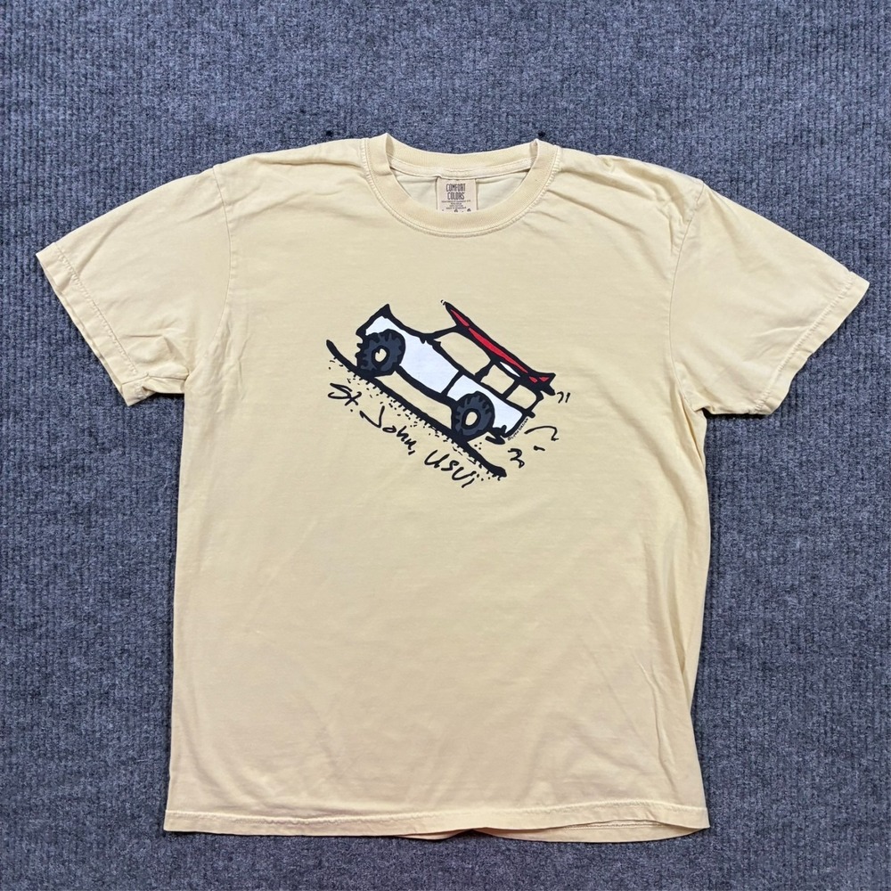 Comfort Colors Off Road 4x4 Graphic Tee Mens L Beige Virgin Islands